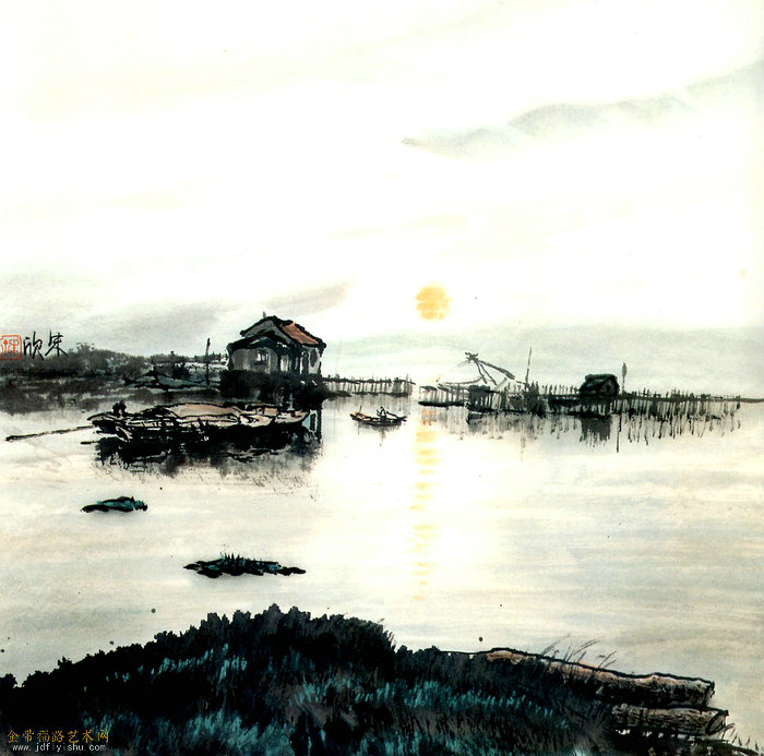 湖上落日 45x45.jpg