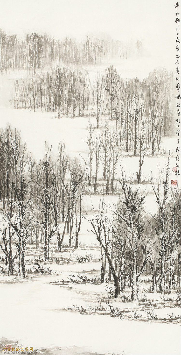 路洪明《千里瑞雪》，纸本水墨，180X97CM，2019.jpg